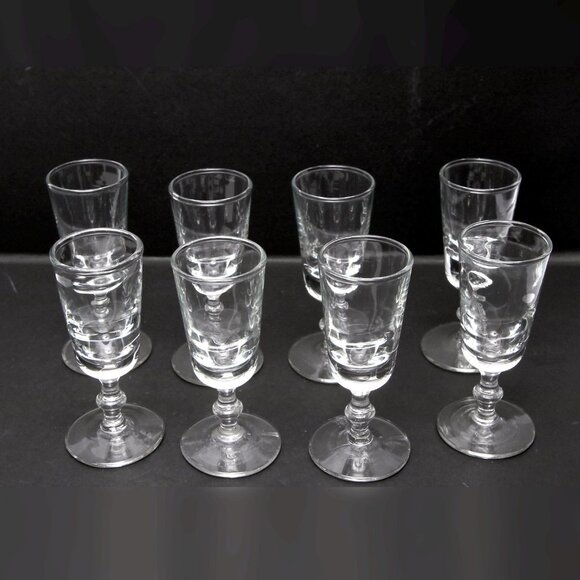 Vintage Steube Style Sherry Shot Glasses Footed Crystal Clear Set of 8 Holidays - Picture 11 of 11
